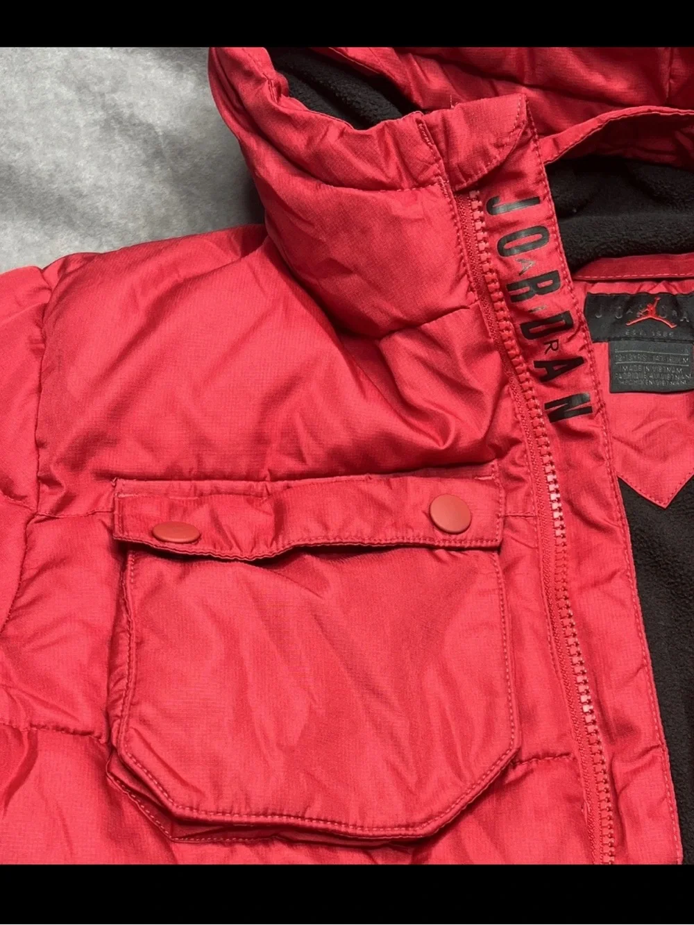 Jordan Kids Red Hooded Puffer Jacket